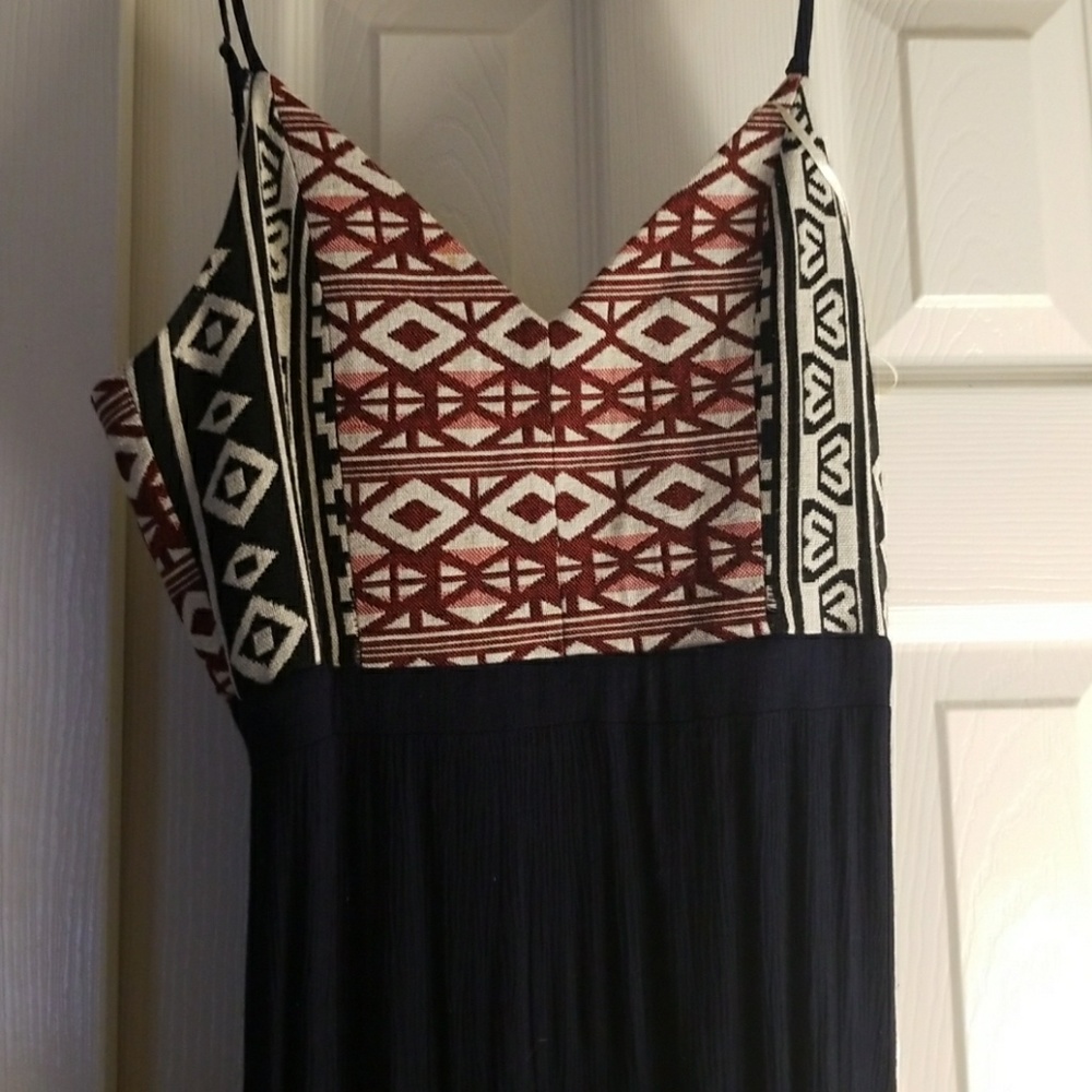 Navy blue red and white maxi dress